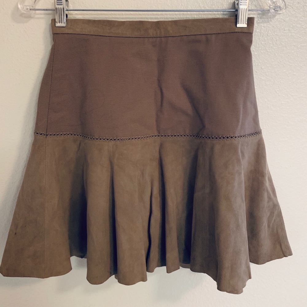 Brown suede Halston skirt